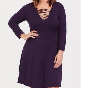 Torrid Purple Lattice Sweater Dress 2